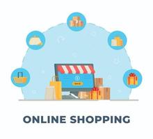 ilustração vetorial de compras e vendas online. vetor