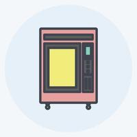ícone de máquina de venda automática em estilo mate de cor na moda isolado em fundo azul suave vetor