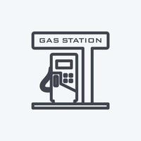 ícone de posto de gasolina em estilo de linha moderno isolado em fundo azul suave vetor