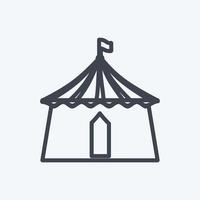 tenda de circo i ícone no estilo de linha moderno isolado em fundo azul suave vetor