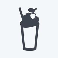 ícone de milk-shake de morango em estilo glifo moderno isolado em fundo azul suave vetor