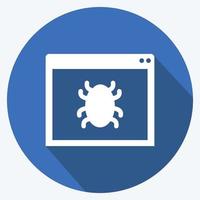ícone do rastreador da web no estilo moderno de sombra longa isolado em fundo azul suave vetor