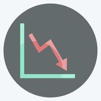 ícone de gráfico de linha em declínio em estilo plano moderno isolado em fundo azul suave vetor