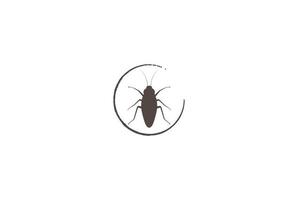 silhueta de barata de inseto retrô vintage com design de logotipo circular vetor