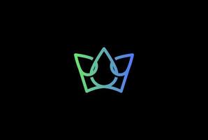 coroa do rei azul com design de logotipo de gota de água aqua vetor