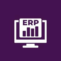 ícone branco de vetor de software erp