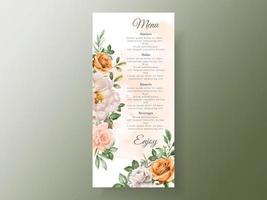 lindo cartão de convite de casamento com flor elegante e aquarela de folhas vetor