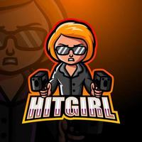 design de logotipo de esport de mascote mafia hitgirl vetor