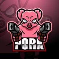 design de logotipo de esport de mascote de porco vetor