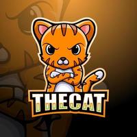 design de logotipo de esport de mascote de gato vetor