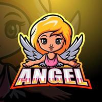 design de logotipo de esport de mascote de anjo vetor