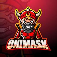 design de logotipo esport de mascote de máscara oni vetor