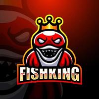 design de logotipo de mascote rei dos peixes vetor