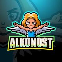 design de logotipo esport de mascote alkonost vetor