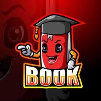 design de logotipo de mascote de livro de formatura vetor