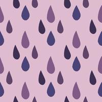 padrão sem emenda com pingos de chuva sobre fundo roxo. design simples com gotas. vetor