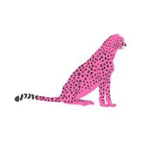 arte de retrato de gato selvagem de chita rosa retrô vetor