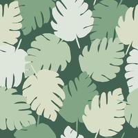 padrão sem emenda de folha de monstera sobre fundo verde. papel de parede exótico da selva. ilustração vetorial de folhas tropicais. vetor
