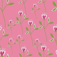 padrão sem emenda gráfico de flores silvestres em fundo rosa. vetor