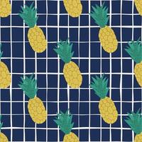doodle padrão sem emenda de abacaxi no fundo de linhas. papel de parede de frutas tropicais de verão. fruta orgânica. pano de fundo decorativo vetor