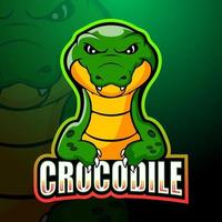 design de logotipo de esport de mascote de crocodilo vetor