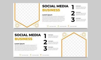 modelo de banner horizontal de mídia social de negócios amarelos vetor