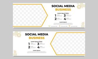modelo de banner horizontal de mídia social de negócios amarelos vetor