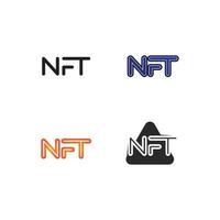 conjunto de ícones de linha de tecnologia de letra e fonte nft ícone de criptografia ou ilustração vetorial de símbolo de negócios de logotipo vetor
