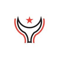 linha de touro com design de logotipo estrela vetor