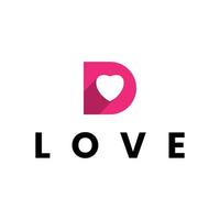 letra d com design de logotipo de amor vetor