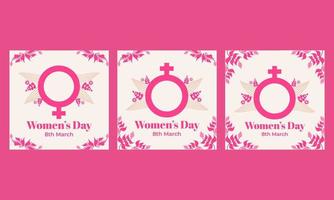 design de coleção de postagem de mídia social do dia da mulher rosa vetor