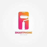 modelo de logotipo de tecnologia digital. design vetorial de telefone celular e tablet. ilustração de gadgets inteligentes vetor