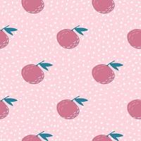 padrão de doodle sem costura de verão brilhante com ornamento de tangerinas cor-de-rosa. fundo pontilhado rosa claro. vetor