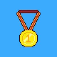 medalha de ouro em design de pixel art vetor