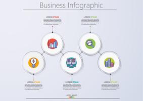 Modelo de infográfico de negócios de apresentação com 5 opções. vetor