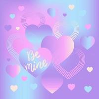 ícone de dia dos namorados de coração definido em fundo gradiente rosa, azul vetor