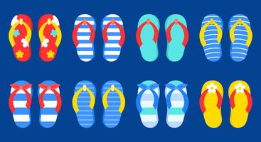 Conjunto de ícones de vetor colorido verão Flip-flops