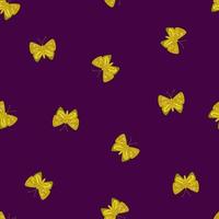 padrão sem emenda de estilo minimalista com elementos simples de borboleta folclórica amarela. fundo roxo. vetor