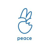gesto mão paz logotipo estilo de uma linha vetor