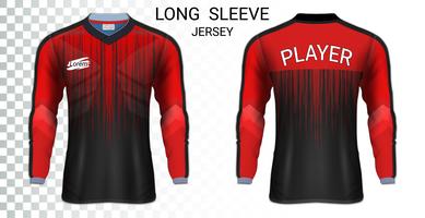 Camisas de futebol de manga comprida camisetas modelo de maquete, Design gráfico para uniformes de futebol.