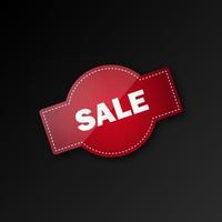 modelo de banner de desconto de venda flash. ícone de distintivo de venda de fita realista em fundo preto vetor