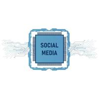 ícones de mídia social de chip de tecnologia. chip processador para web vetor