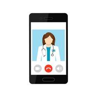 médico virtual em seu telefone. ligue para o médico para obter diagnóstico e prescrição on-line. consulta online vetor