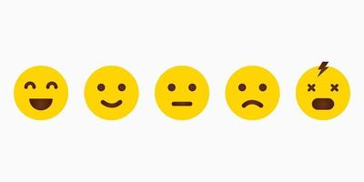 definir emoji amarelo com emoções diferentes. emoticon de feedback. ícone de sorriso. vetor