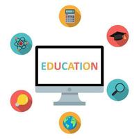 Educação online. adquire conhecimento para o sucesso. Educação escolar em casa. vetor