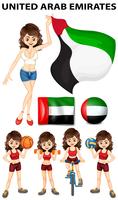 Bandeira dos Emirados Árabes Unidos e atletas vetor