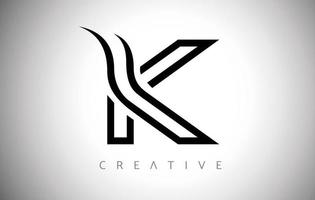 ícone de monograma de logotipo de letra k de linhas com vetor de aparência moderna e moderna criativa