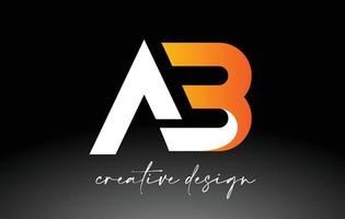 logotipo da letra ab com cores brancas douradas e vetor de ícone de design minimalista