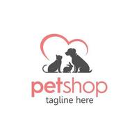 vetor premium de logotipo simples de cuidados com pet shop