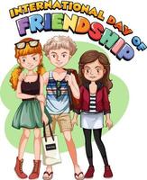logotipo do dia internacional da amizade com adolescentes vetor